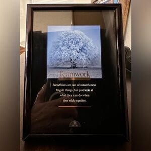 Teamwork Motivational 5x7 Black Framed Art Snow Tree Successories 1994